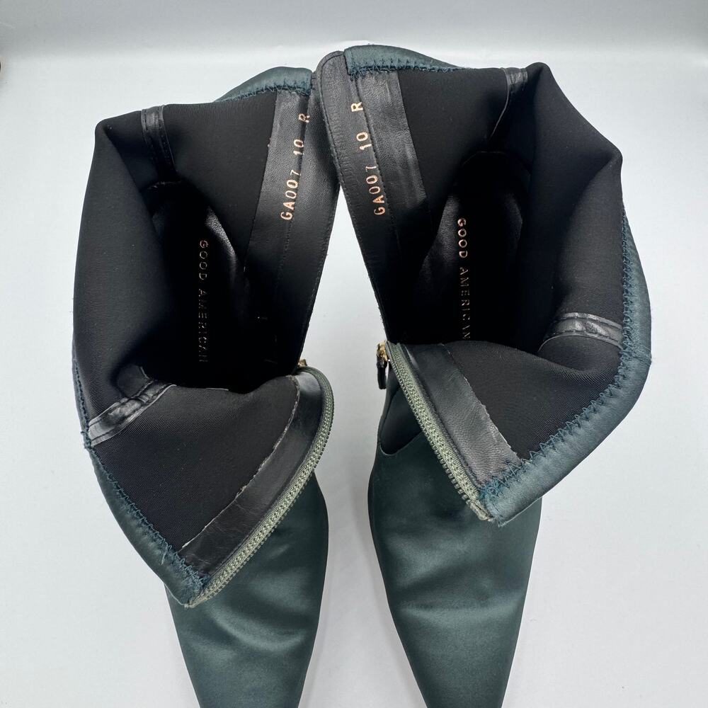 Good American The Icon Satin Sock Bootie Emerald Green Pointed Stiletto Heel 10 - Picture 6 of 16